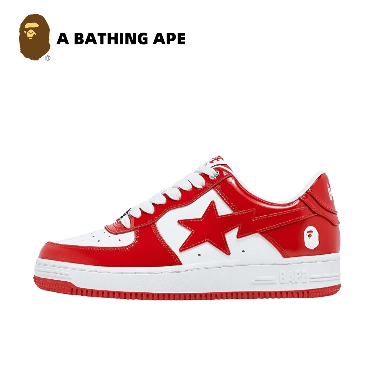 A BATHING-APE Classic Lacquer Leather Double Splicing Trendy Fashion Board Shoes Air Force No.1 Board Shoes Men's And Women's Same Style