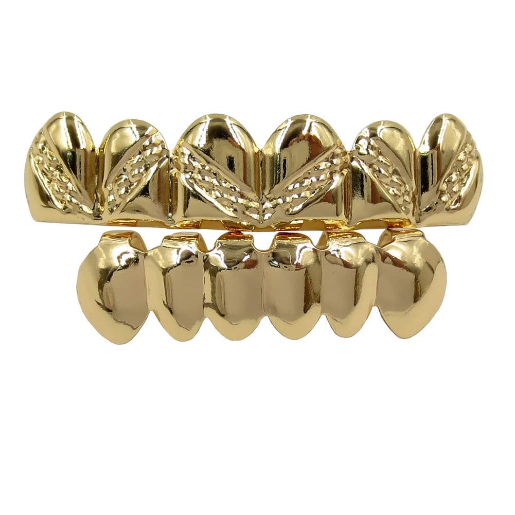 Hot Sale Hip Hop Braces Real Gold Electroplating Smooth Twill Style Teeth Grill