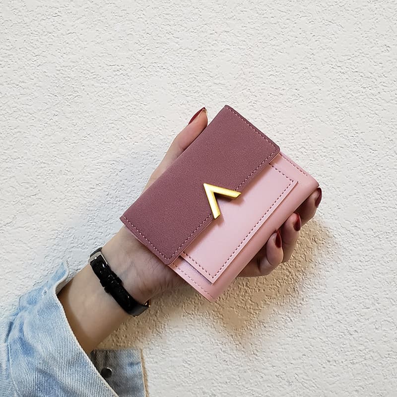 ins new V Korean version of the wallet women's short all-match student wallet ladies card bag 30% off coin purse wallet trend