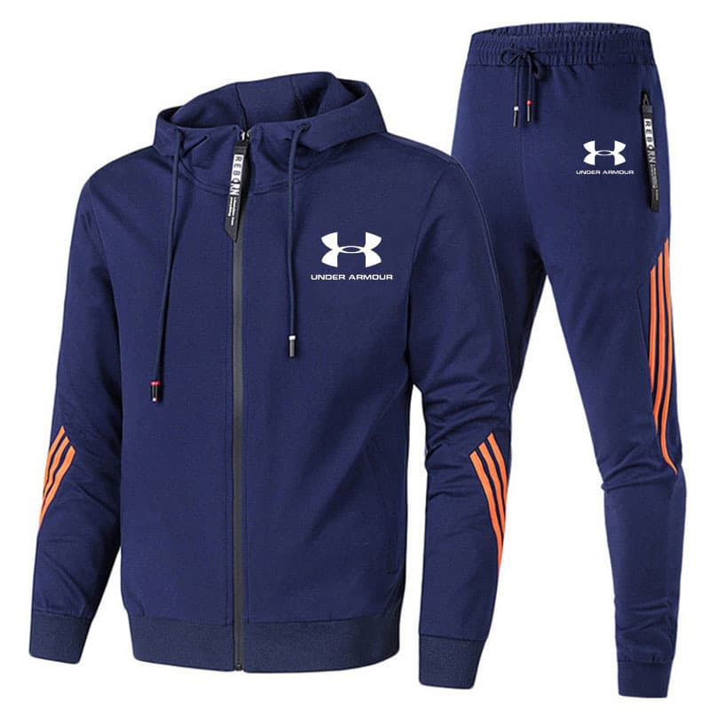 Ensemble deux pièces décontracté de sport printemps-automne avec sweat à capuche zippé tendance pour homme