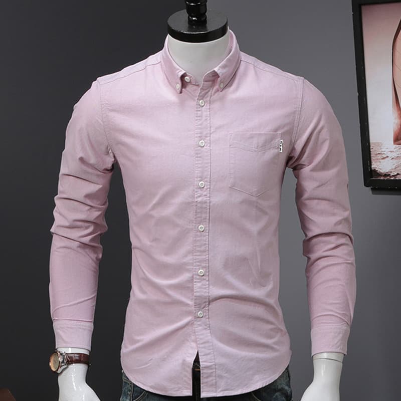 Chemise à manches longues printemps automne nouvelle version coréenne tendance en pur coton pour homme, décontractée et élégante.