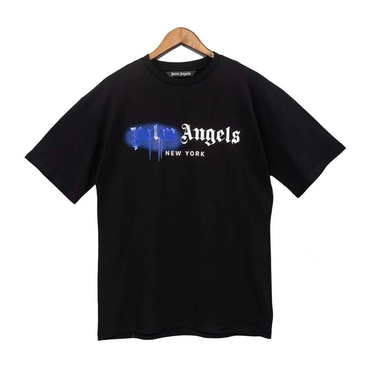 T-shirts en coton à manches courtes pour hommes et femmes, amples et décontractés, avec lettres graffiti dissolvantes, palmiers, anges