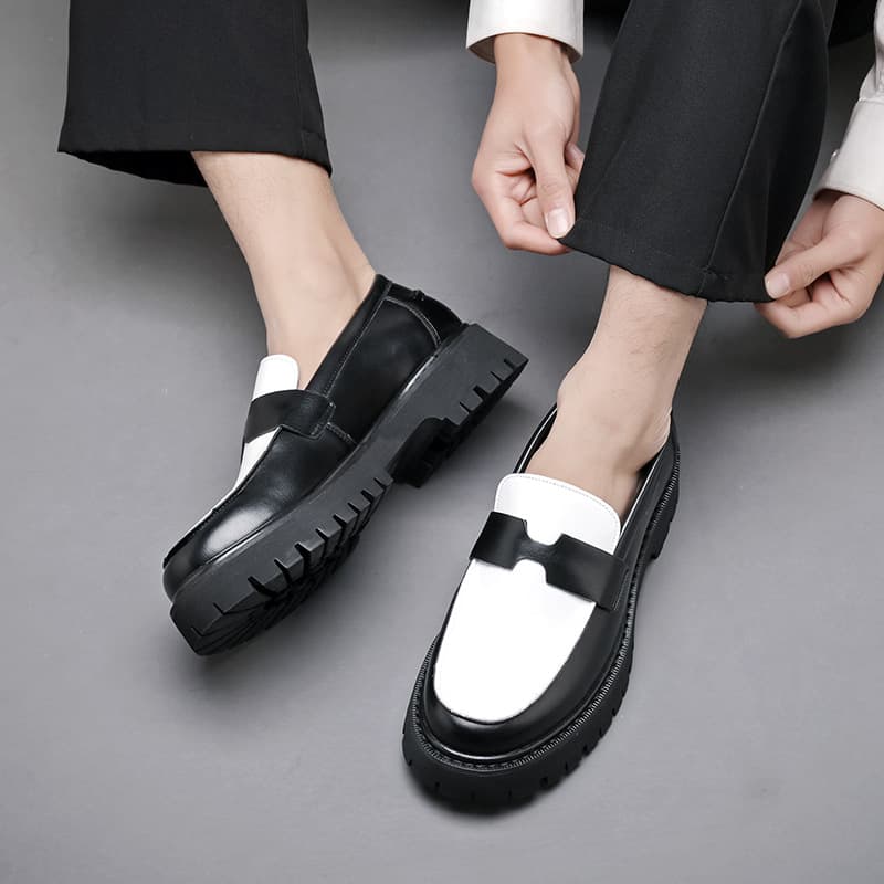 TerraStride Large Size Slip-On Leather Thick Sole Formal Business Casual Loafers Workplace Versatile Men's Shoes