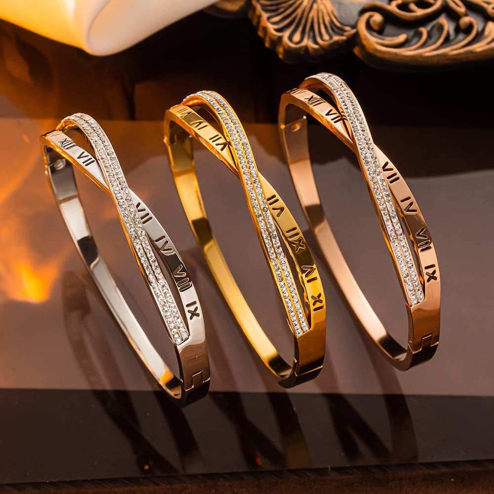 Roman Bracelet for Women Fashion Internet Celebrity Same Style Rhinestone Cross Bracelet