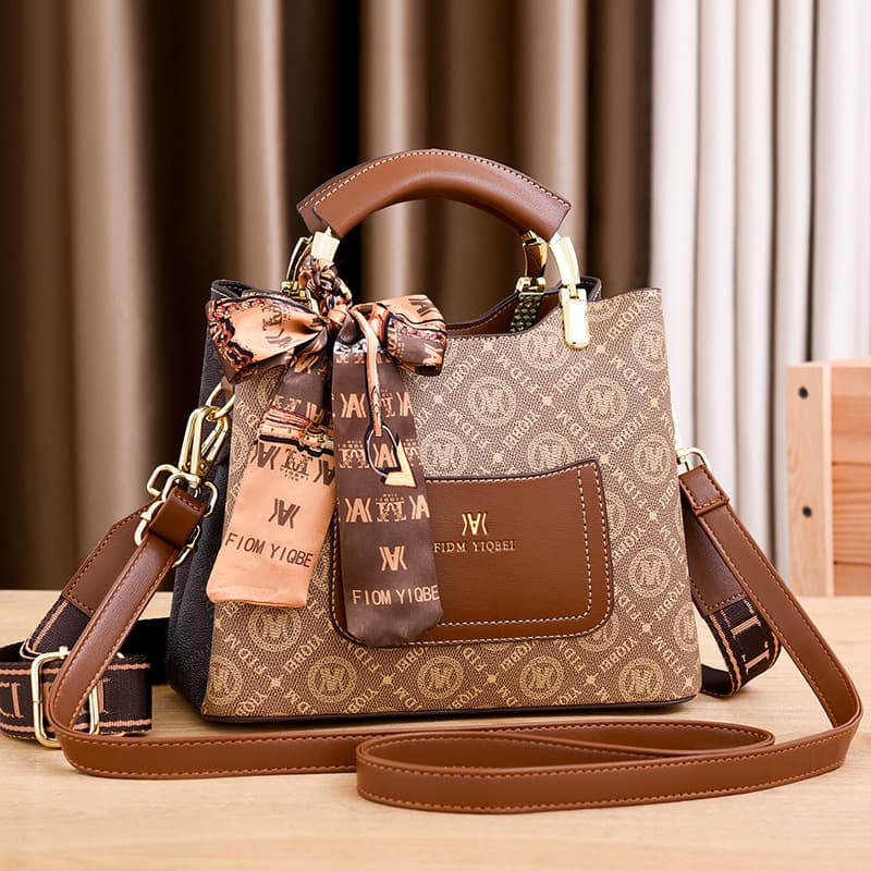 Women's Fashion Shoulder Bag - Stylish Crossbody PU Handbag For Daily Use, Trendy Bucket Bag With Print Design, Soft & Lightweight (Multiple Colors)​