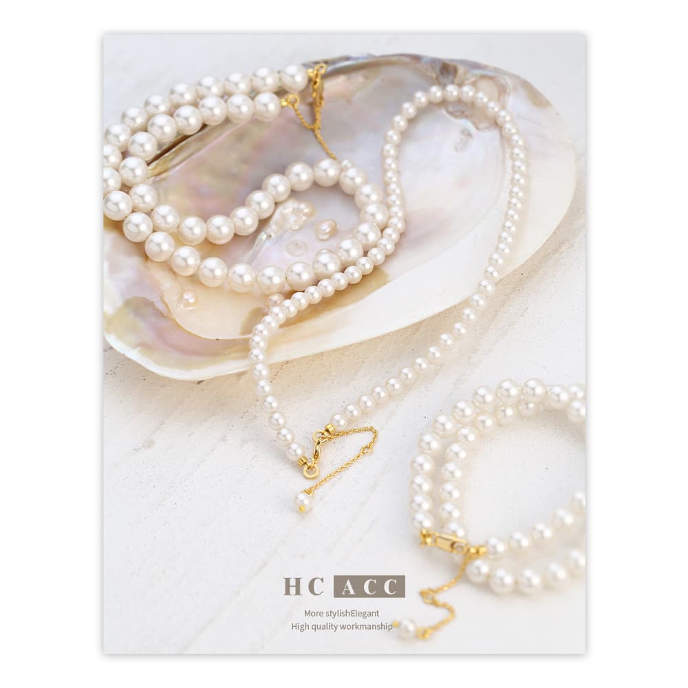 French simple retro pearl necklace temperament shell pearl necklace elegant female high end light luxury pearl female