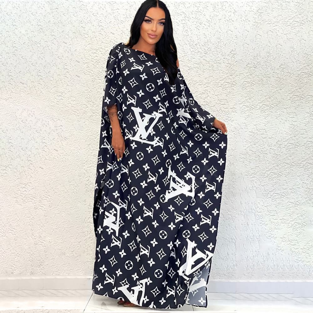Robe ample imprimée à col rond pour femme