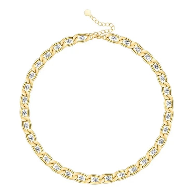High quality gold plated titanium steel chain claw diamond metal texture ins style necklace