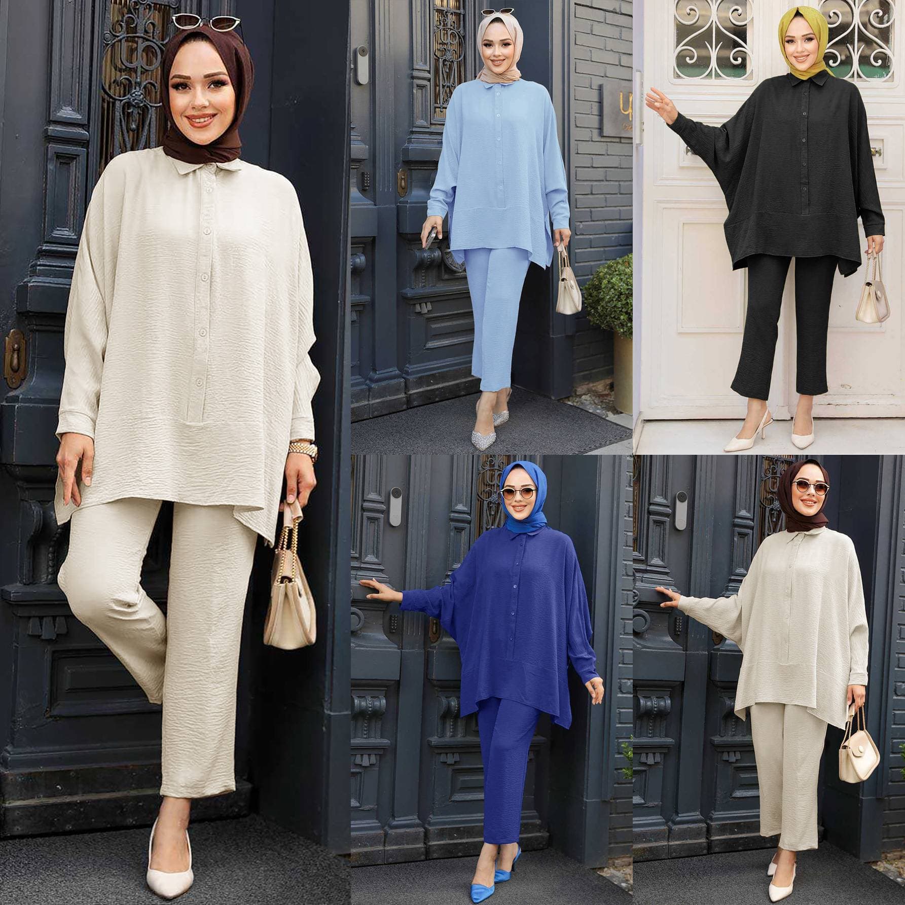 Women's Muslim Ethnic Style Loose Casual Pleated Suit Arab Women's Clothing