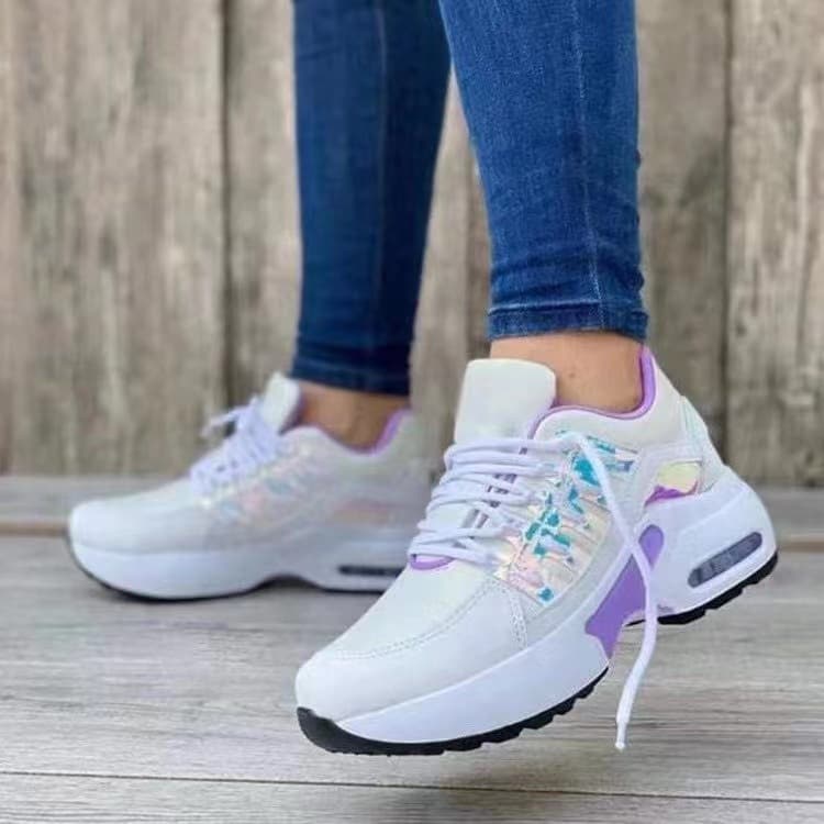 Foreign trade large size European and American new casual sports shoes for women flying woven wedge heels round toe lace up mesh breathable
