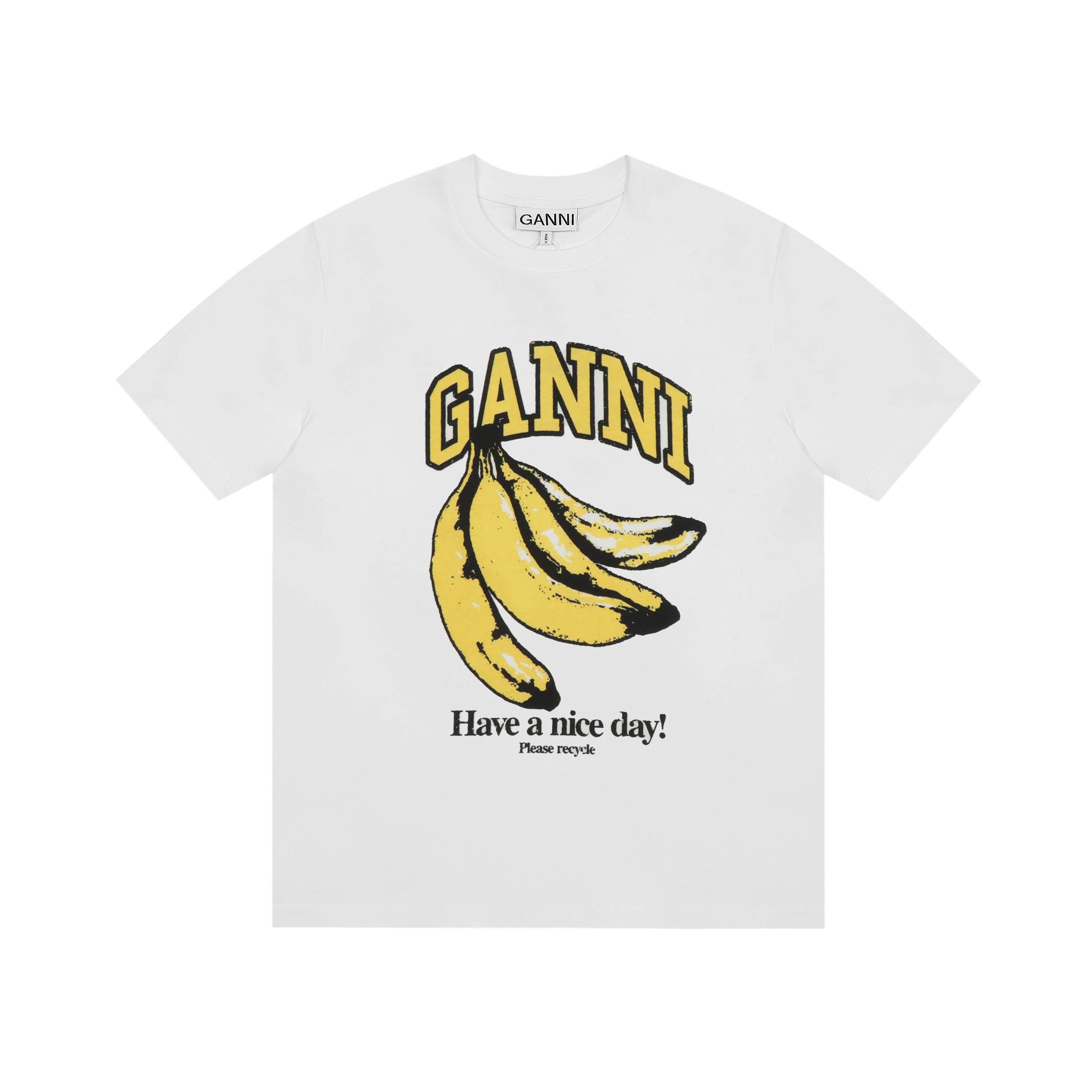 GANNI WHITE RELAXED BANANA T-SHIRT