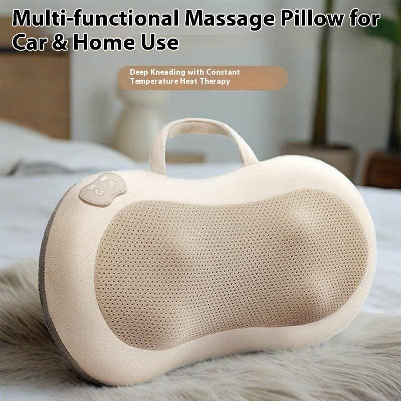 Neck & Back Massager With Heat Therapy - 6 Rotating Nodes, 3 Speed Levels, Rechargeable Cordless Design For Full Body Relaxation (White/Blue)​​
