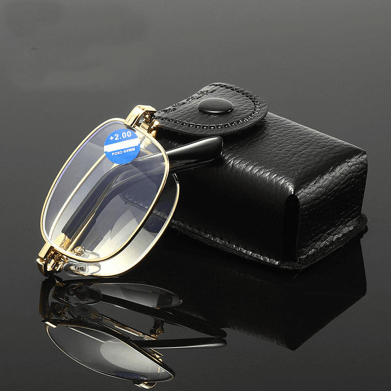 Unisex Hd anti-blue light near and far dual-use metal presbyopia folding convenient full frame men's and women's reading glasses stand