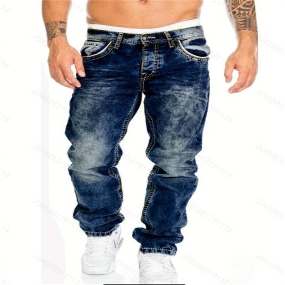 2025 Fashion European-American New Jeans Casual Open Line Pants Straight Leg Men's Mid Waist Denim Pants Hip-Hop Jeans