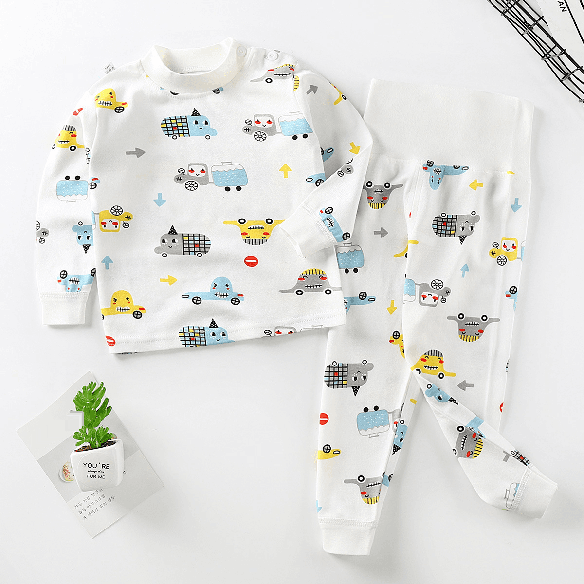 Mother & Kids Trousers Suit Pure Cotton Baby Clothes Long Sleeved Underwear High Waist Clothing