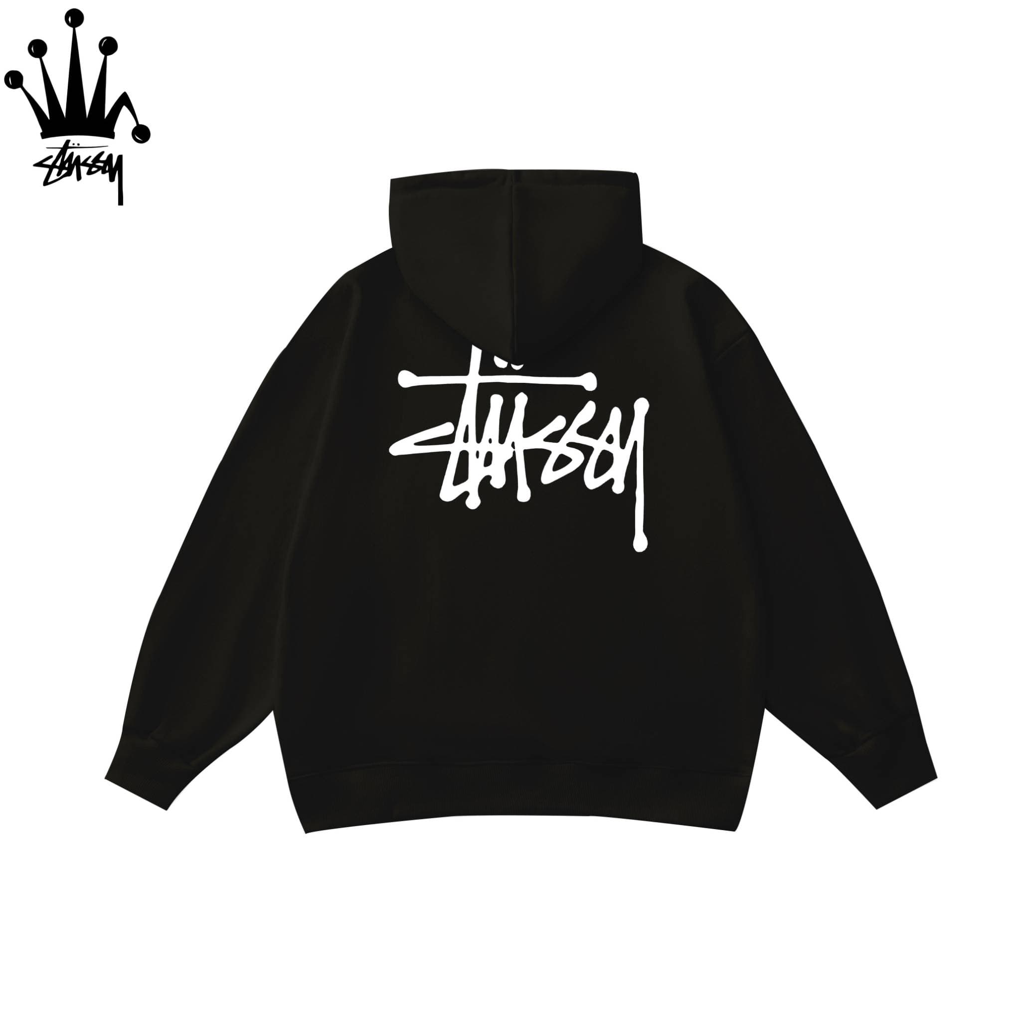 Sweat-shirt à capuche Stussy Regular Font Basic Logo imprimé en pur coton pour hommes et femmes