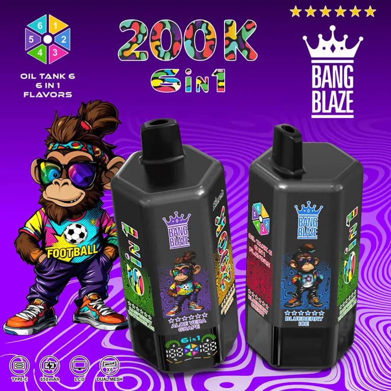 Bang Blaze 200K Vape – 6 saveurs en 1, 200 000 bouffées | Appareil multi-saveurs