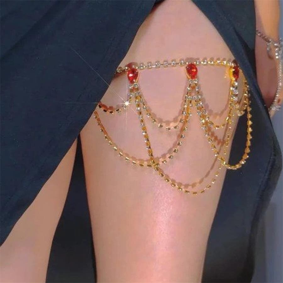 Cross-Border Jewelry Summer Sexy Multi-Layer Thigh European And American Elastic Rope Rhinestone Body Chain