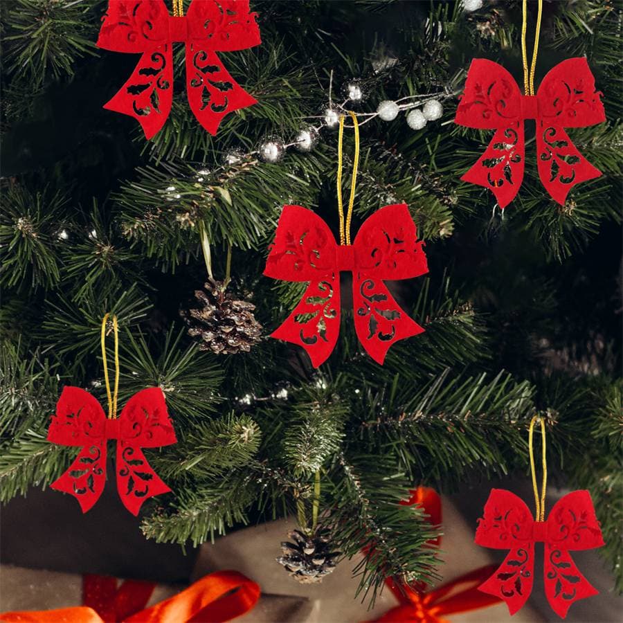 5Pcs Christmas Small Bow Pendant Accessories Christmas Tree Decoration Pendant Bow gift Box Decoration