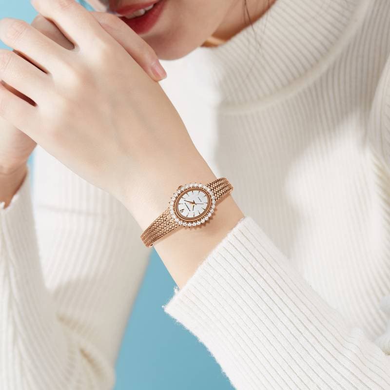 ROERDUM Sunflower Collection - Gold-Tone Bracelet ,Grey Diamond-Accented Dial ,Casual Chic Ladies' Quartz Watch