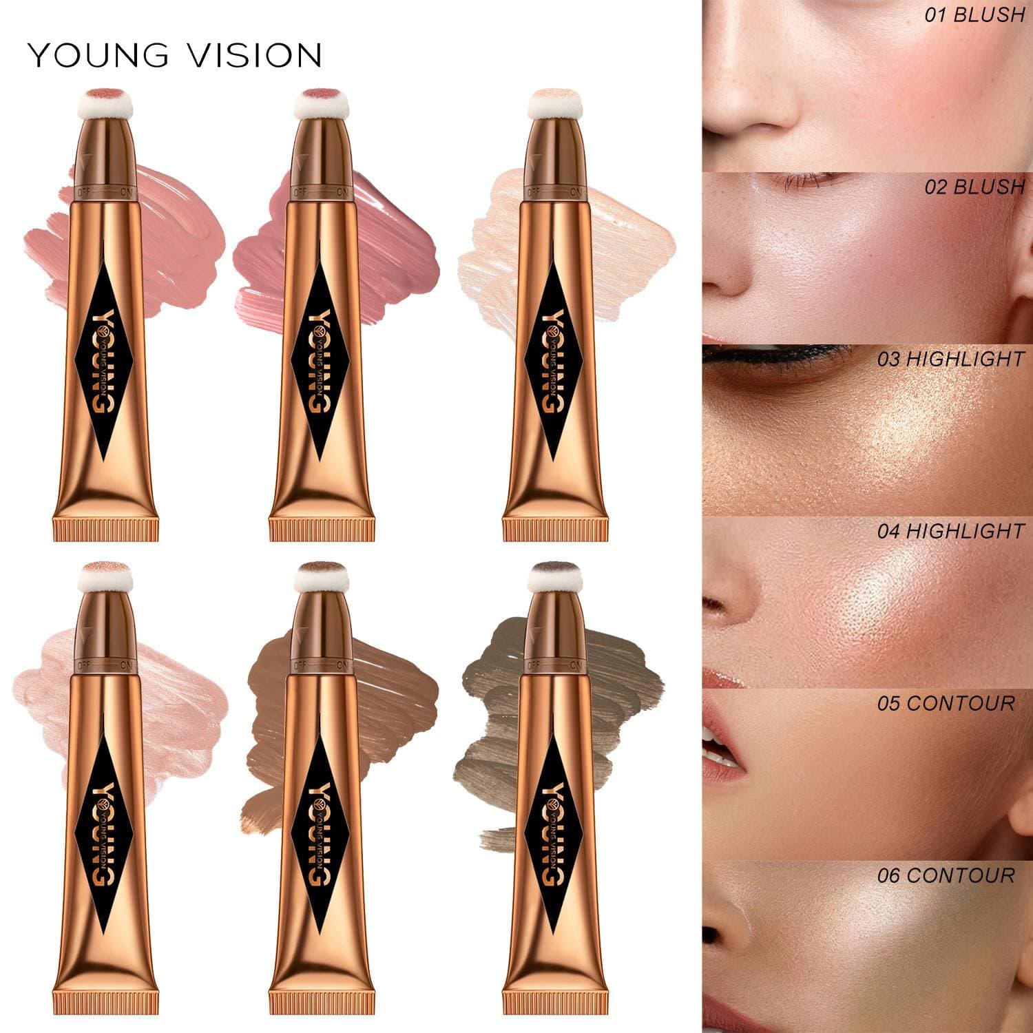 Air Cushion Contouring Blush Highlight Combination Multiple Colors Available Makeup Liquid Blush