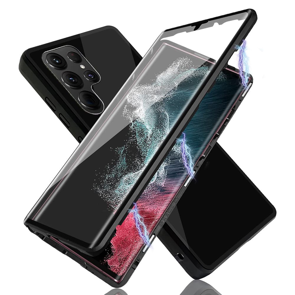 Double Sided Magnetic Adsorption Metal Bumper Glass Case For Samsung Galaxy S8 S9 S10 Plus S20 S21 S22 S23 Ultra Note8 Note9 Note10 Note20Ultra Cover
