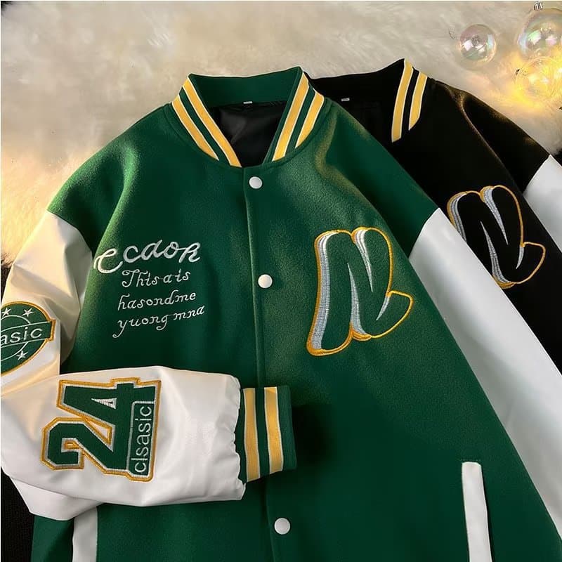 Men's Clothing Baseball jacket men's spring and autumn couples wear spring boys loose trendy insPU leather jacket