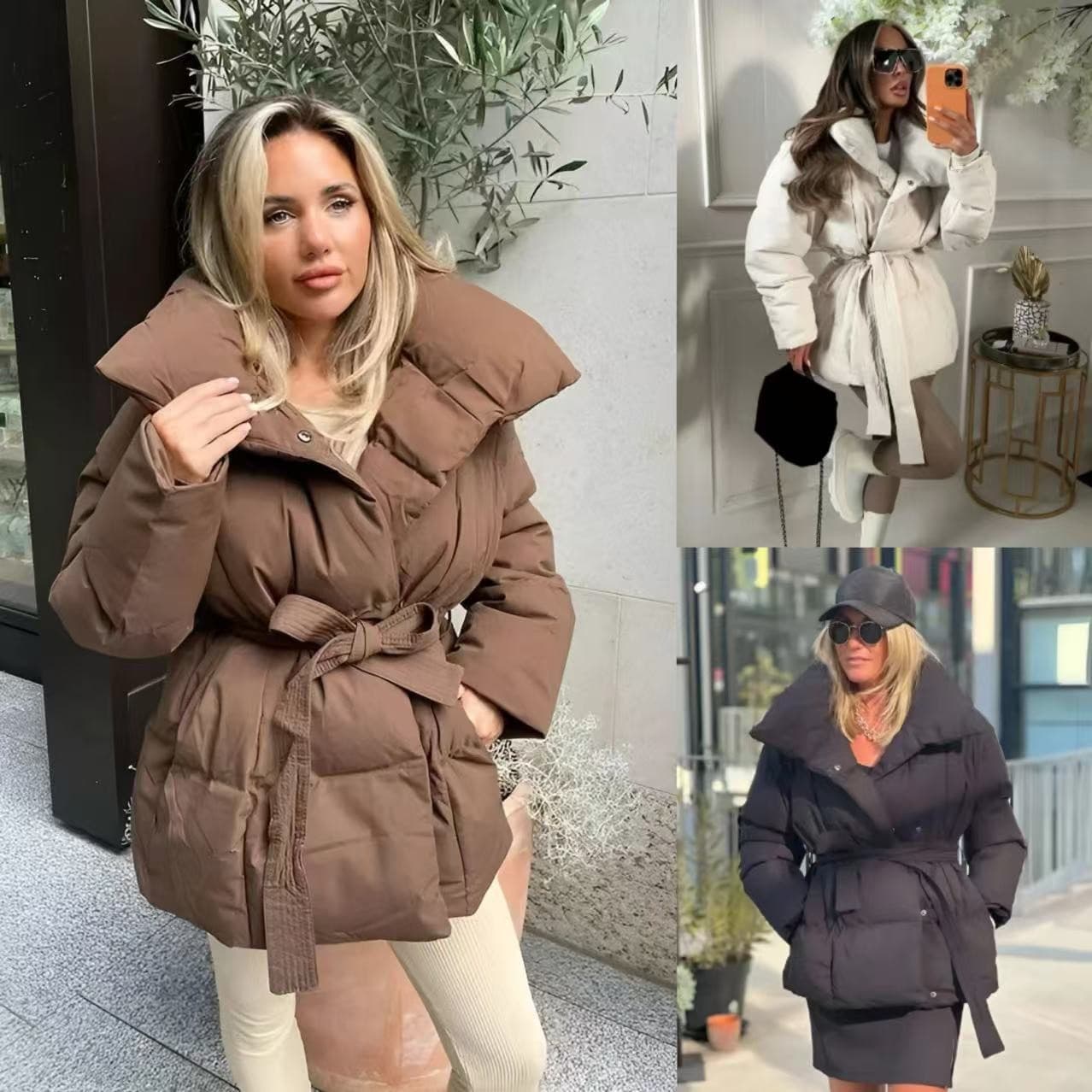 Women’s Longline Belted Puffer Coat – Lightweight Quilted Jacket With Stand Collar & Zip Closure (Black, Beige, White, S-2XL)