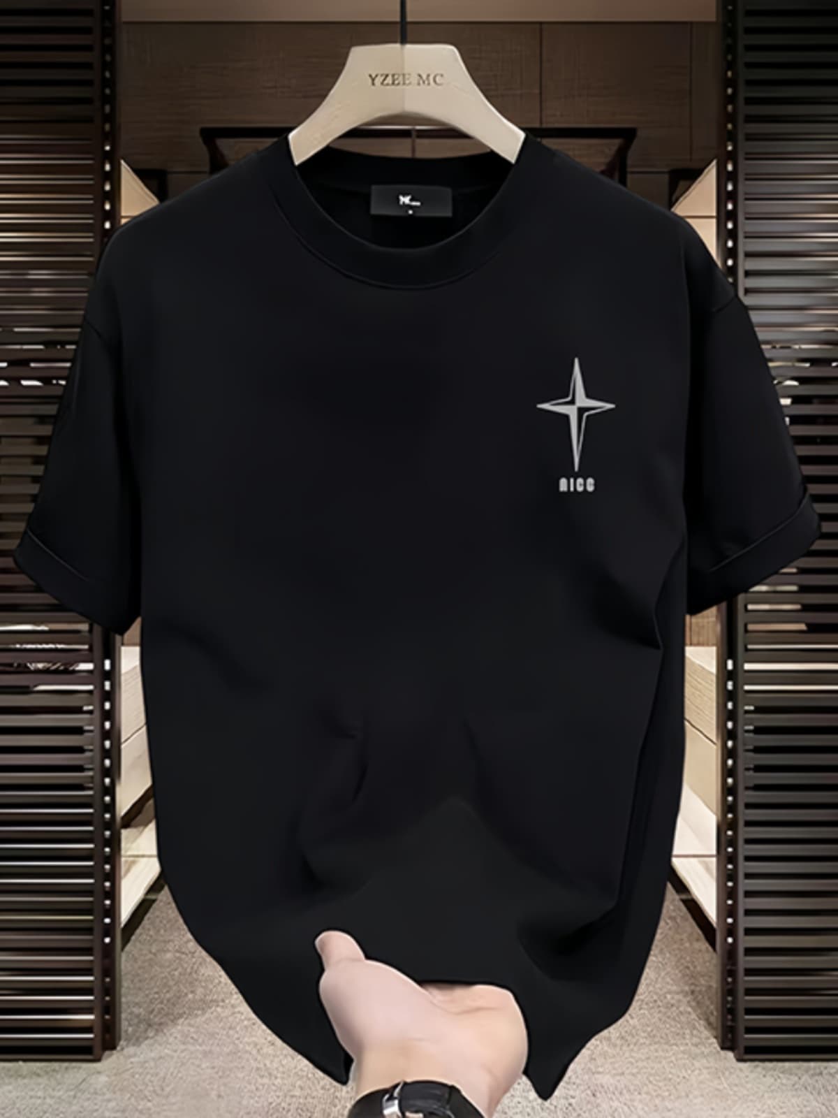 【DORAE】2026 Unisex T-shirt (Heavyweight Cotton) Black ("NIC Star" Print & 3D Textured Print) – Casual Style For City Walk