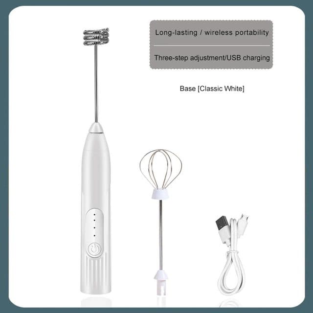 Wireless Electric Handheld Milk Frother Electric Blender USB Charging Type Coffee Stirrer Household Food Bubbler Milk Mixer