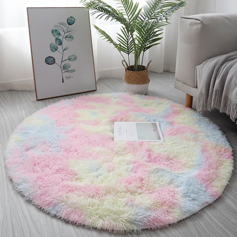 Instagram style long hair thick plush carpet, household living room, water absorbing coffee table carpet, bedroom dressing table, round silk wool