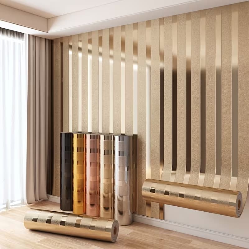 3D Self-Adhesive Wood Grain Embossed Grid Sticker For Living Room TV Background Decoration Waterproof Moisture-Proof