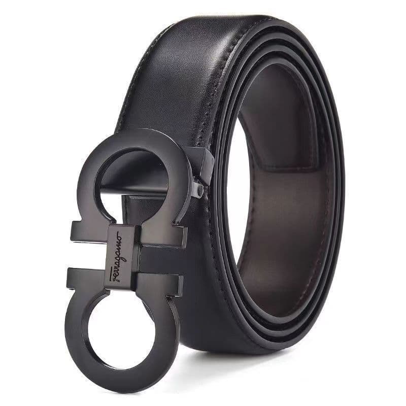 Ceinture en cuir à boucle lisse pour homme, style business, haut de gamme, tendance, élégante et durable
