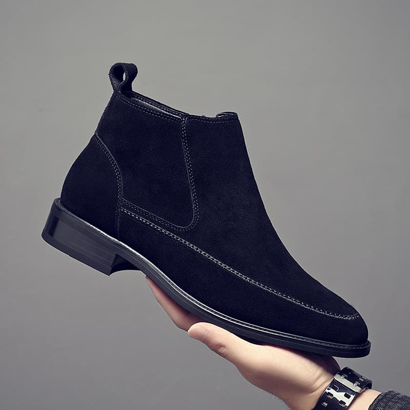 Martin Boots Men's Leather Velvet Korean Version Of Chinese Men's Boots Pointed Short Boots Chelsea Boots Men's
