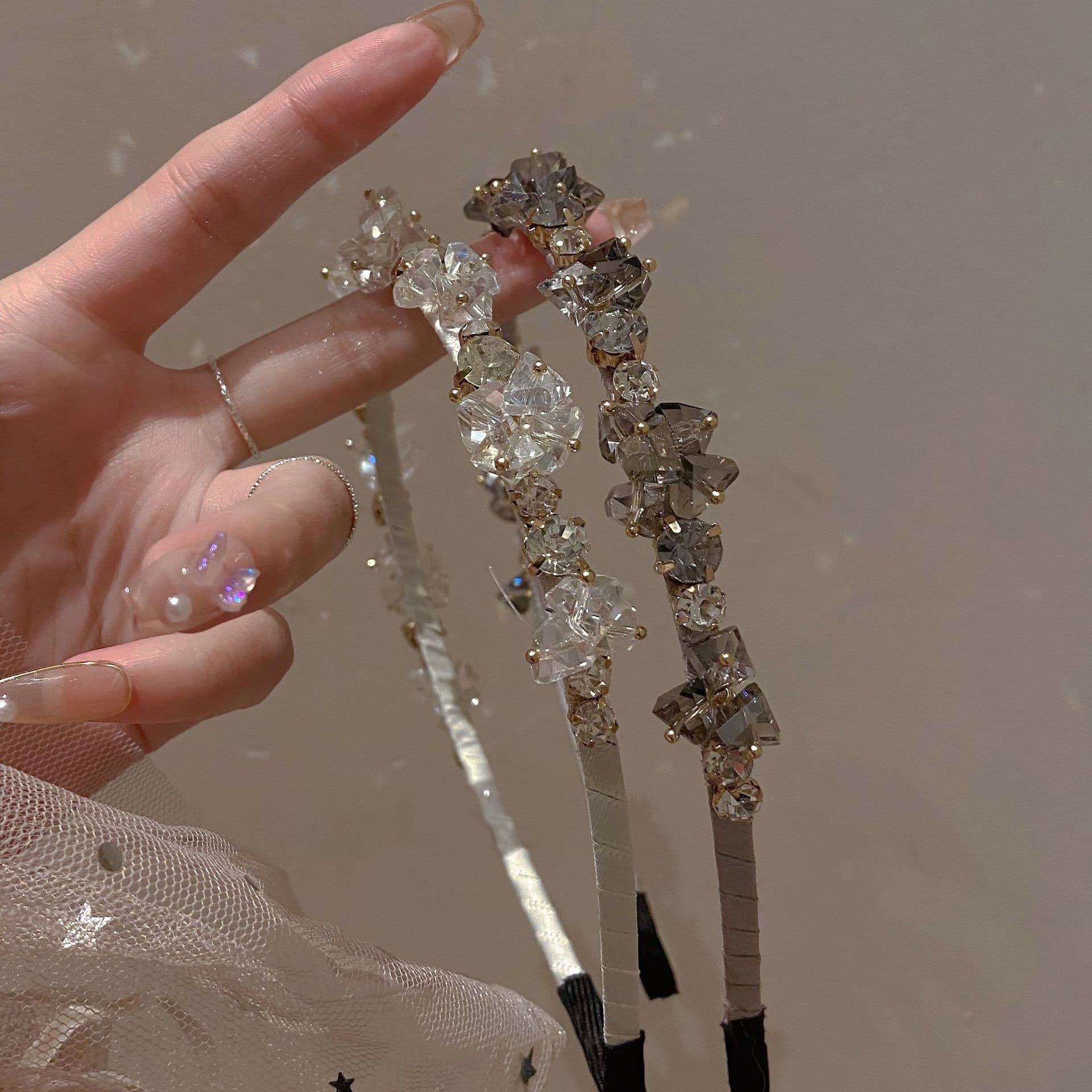 "Falling world" fairy Crystal birthday headband elegant retro French hair accessories headdress Korean princess style