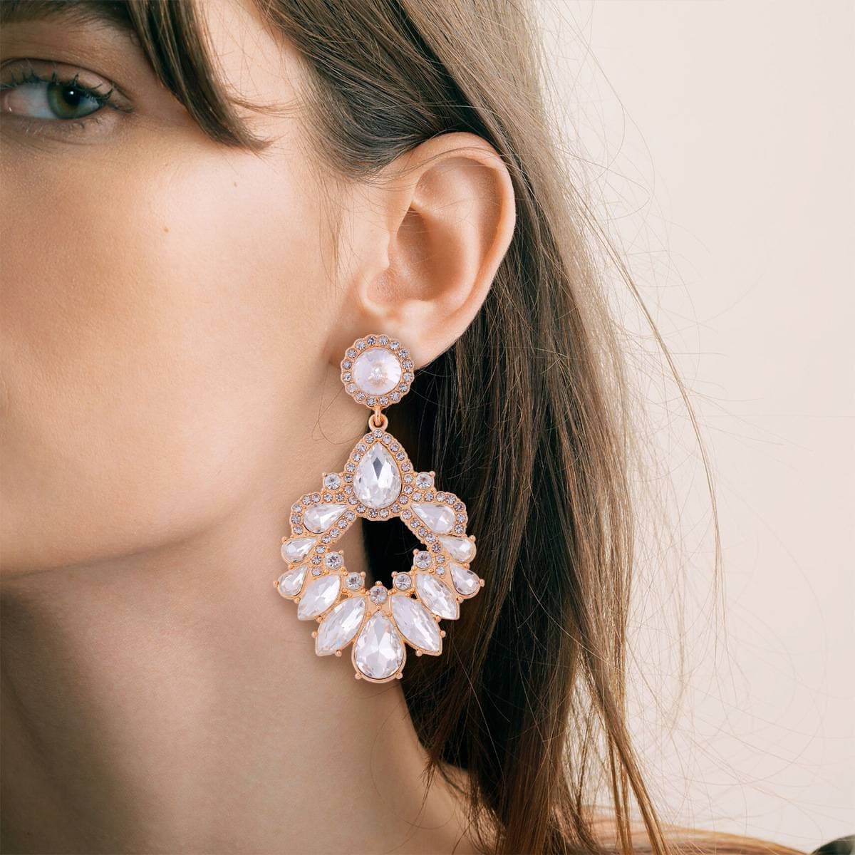 Trendy female earrings geometric shape diamond exaggerated earrings female personality jewelry