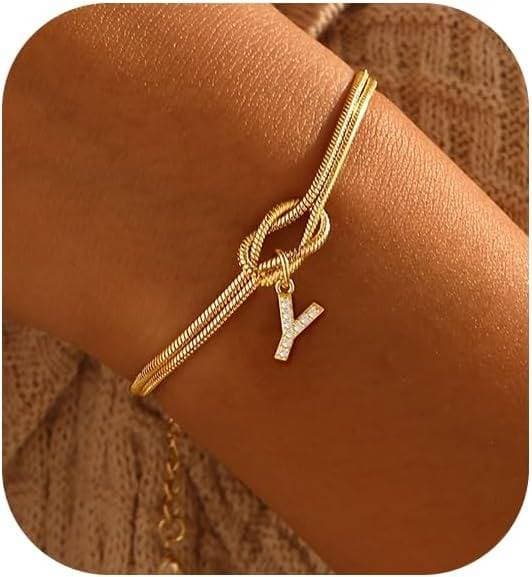 Bracelet en zircon avec 26 lettres, tendance, nœud concentrique, rond, en os de serpent, pour couple, amitié, bijoux de main