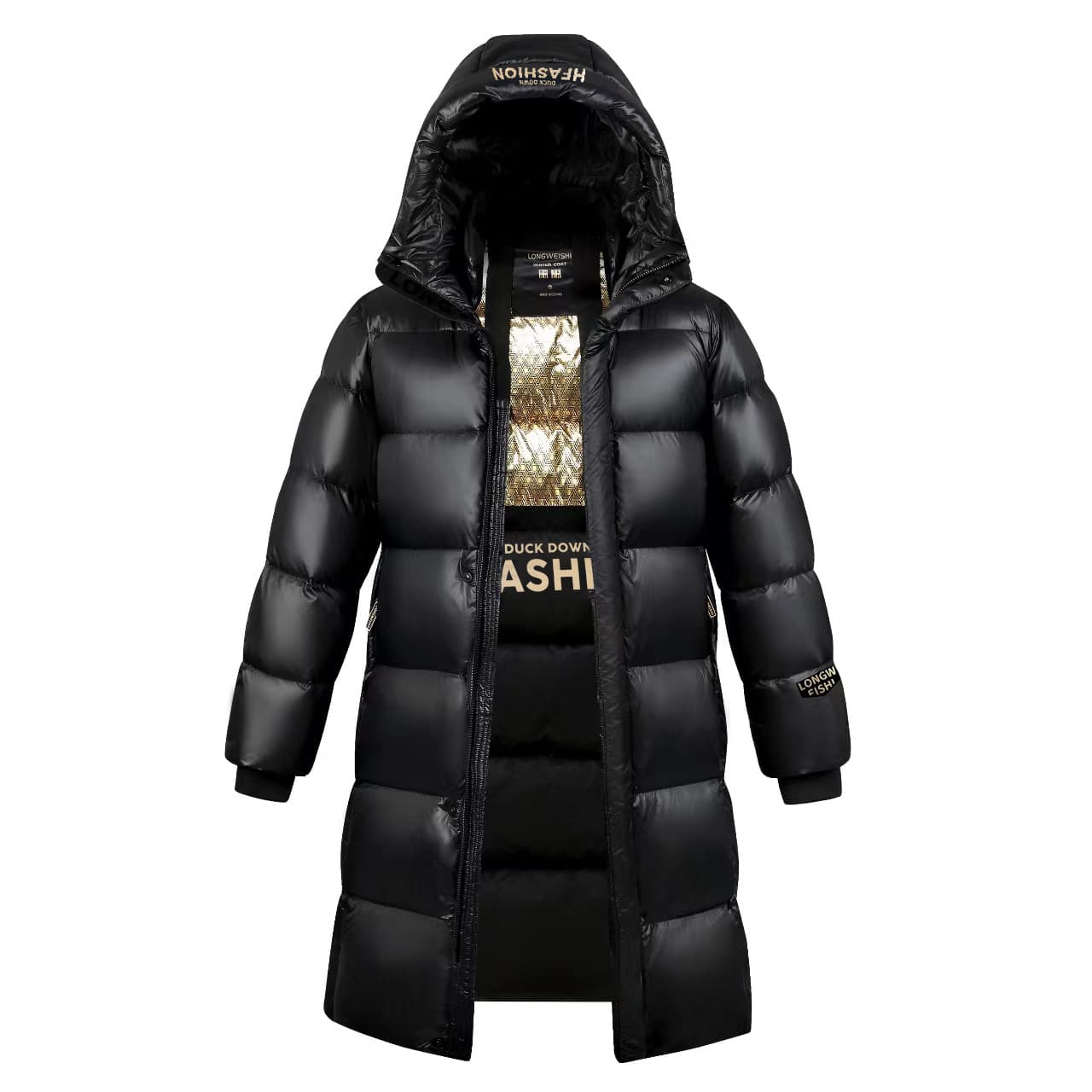 Men's Clothing 2024 New Black And Gold Silk cotton Jacket For Men And Women, Same Style, Shiny Winter Warm Thick Couple High Version Jacket