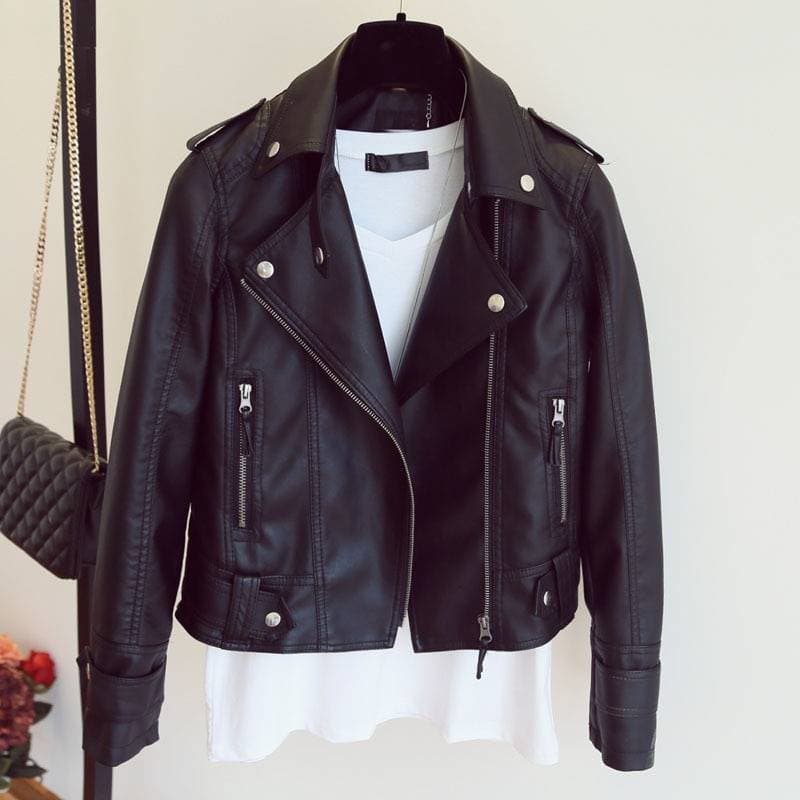 Women's Clothing leather jacket short spring and autumn pu leather jacket