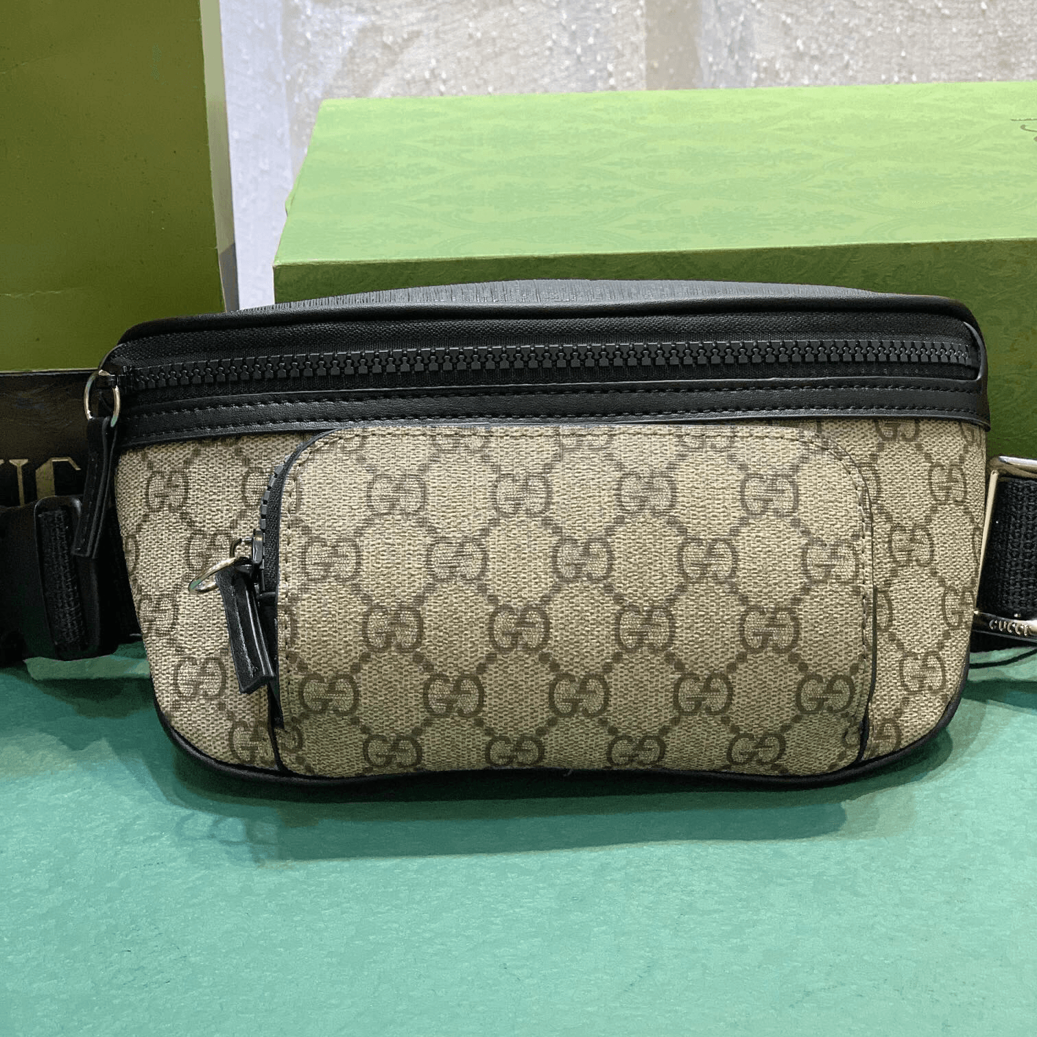 Sac banane décontracté en toile avec fermeture éclair pour homme