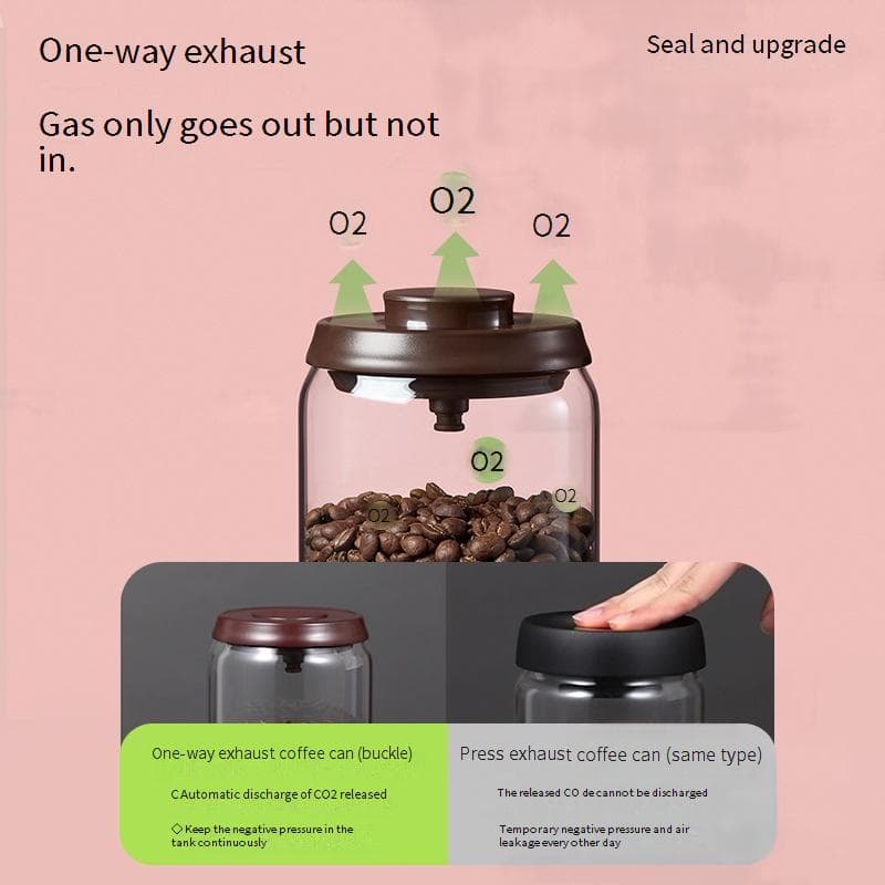 Home Garden Transparent Jar Push Type Sealed Glass Jar Coffee Bean Storage Jar Fresh Keeping Moisture Proof Coffee Jar
