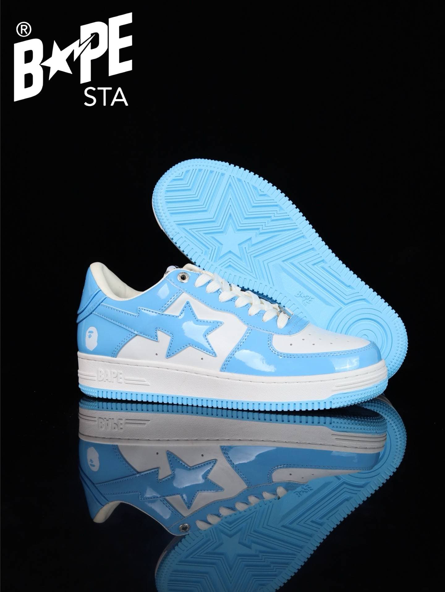 A BATHING-APE Classic Lacquer Leather Splicing Fashion Board Shoes Air Force No.1 Board Shoes Men And Women 22 Color Options