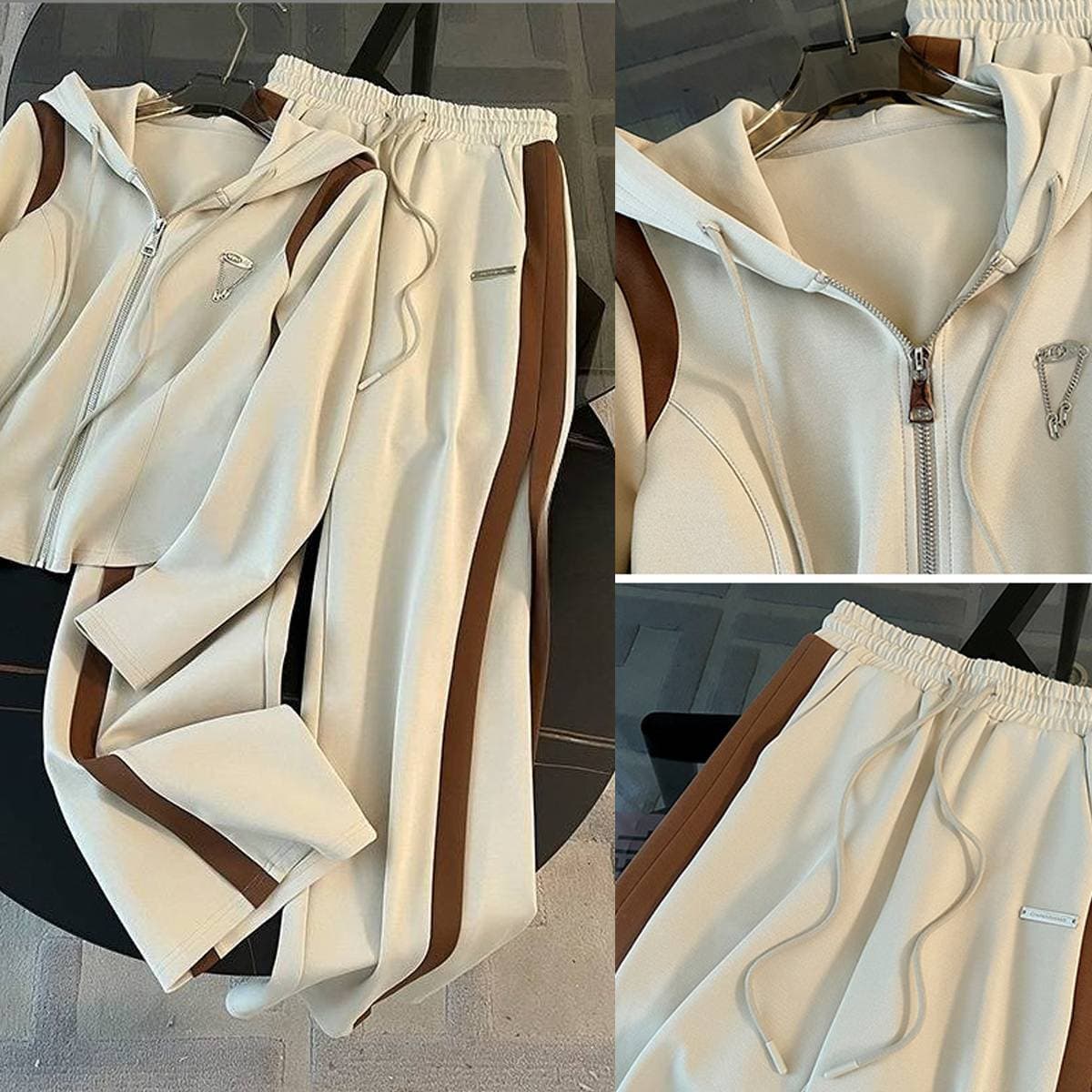 Women’s Clothing Women's Autumn Niche Leisure Sports Suits Slim Fit Hooded Zipper Jacket Wide Leg Pants Two Piece Suit Trendy
