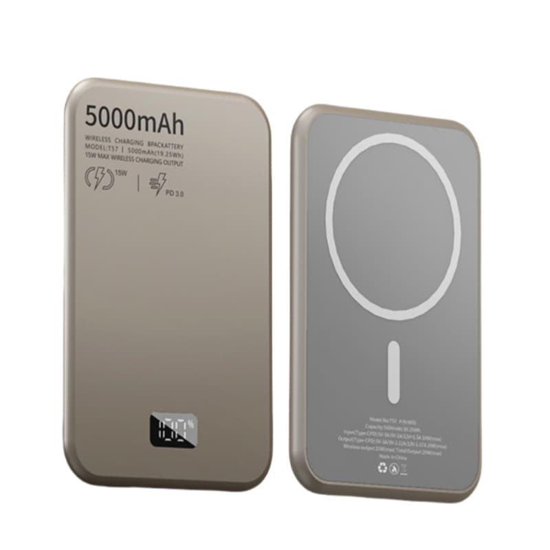 Ultra thin magsafe magnetic wireless charging treasure digital display aluminum alloy 5000 mAh PD20W fast charging mobile power bank
