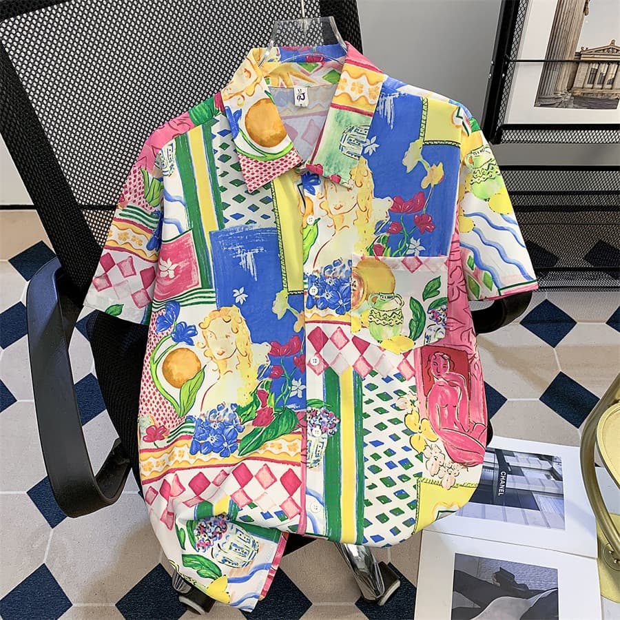 Men's Clothing Hawaiian Casual Floral Shirts Thai Style Men Women Summer Relaxed Feel Festival Beach Trendy Couple Print