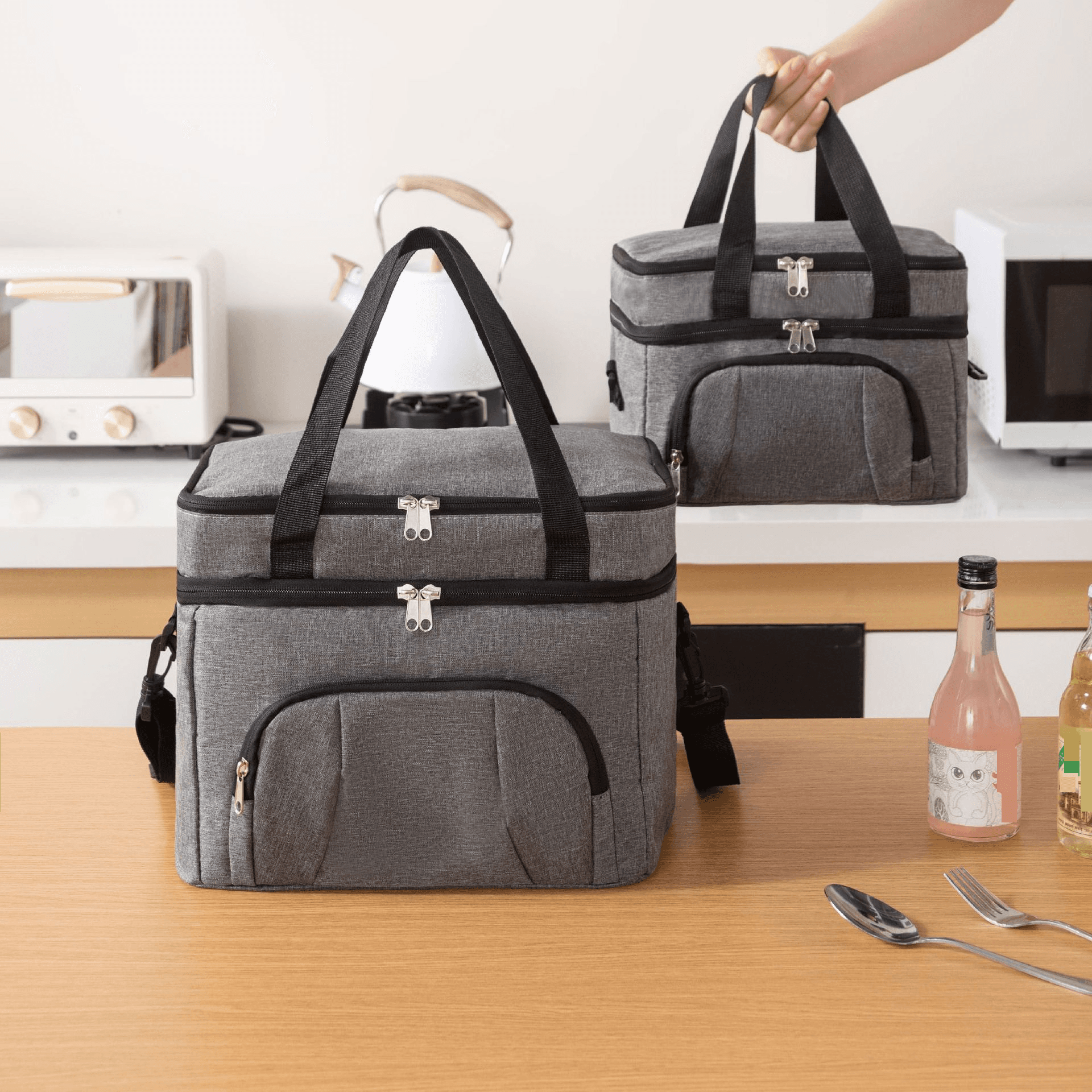 Double Layer Large Capacity Insulation Bag Outdoor Ice Pack Convenient Travel Picnic Bag Work Portable Lunch Bag
