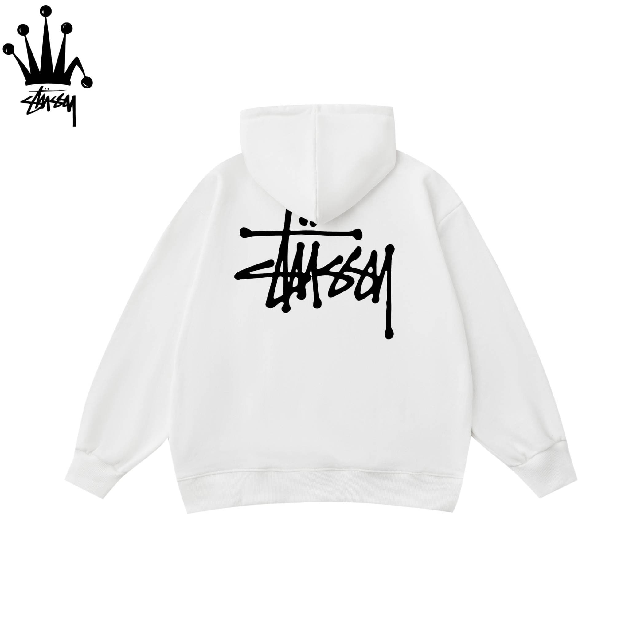 Sweat-shirt à capuche Stussy Regular Font Basic Logo imprimé en pur coton pour hommes et femmes