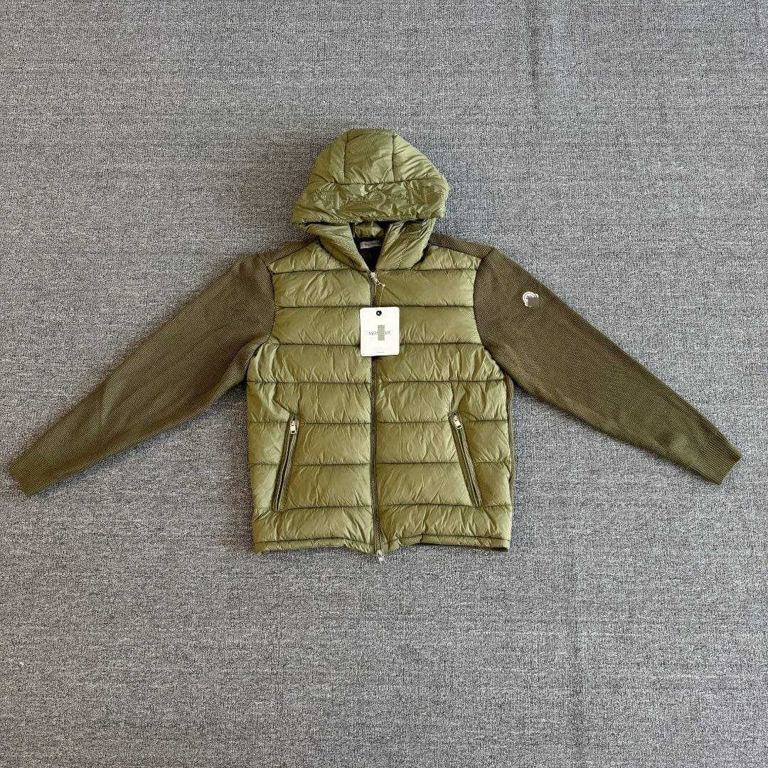 Doudoune matelassée à capuche en maille hybride pour homme, avec logo écusson et fermeture éclair, manteau d'extérieur léger et chaud