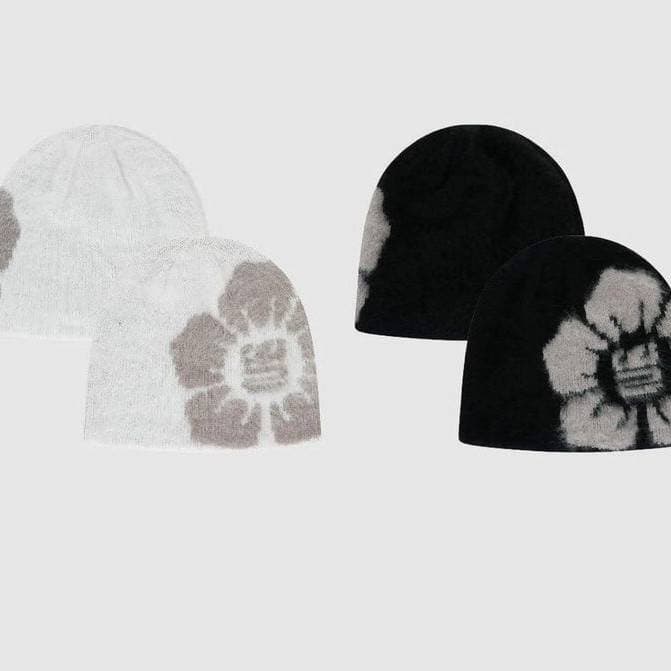 Men's Floral Knit Beanie – Vintage Streetwear Cap (Retro & Face-Slimming)​