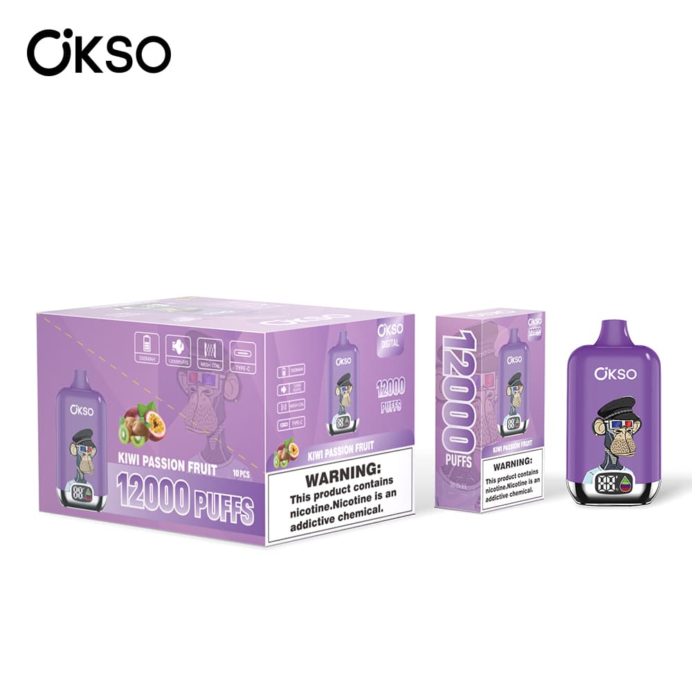 (Mise à niveau du produit ELF BOX 12 000 bouffées - 28 saveurs) Cigarette électronique jetable OKSO Digital 500 mAh, 12 000 bouffées, saveur fr